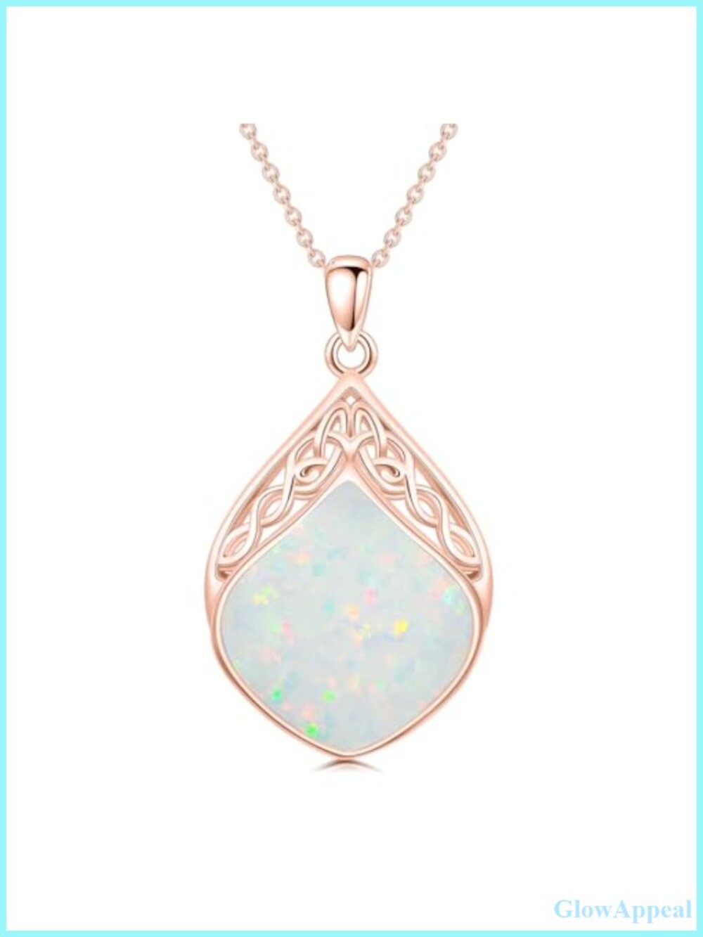 Gold Plated Opal Teardrop Celtic Knot Pendant Necklace
